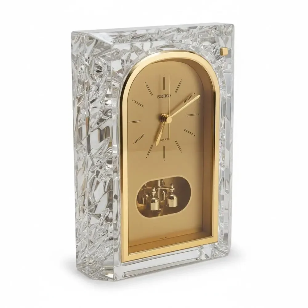 Vintage Seiko QQZ127S Lead Crystal Quartz Desk Mantel Clock Working Japan